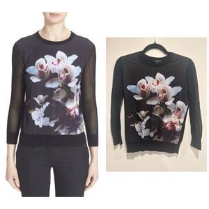 Ted Baker London Floral Orchid Front Knit Sweater Size 0 (XS)